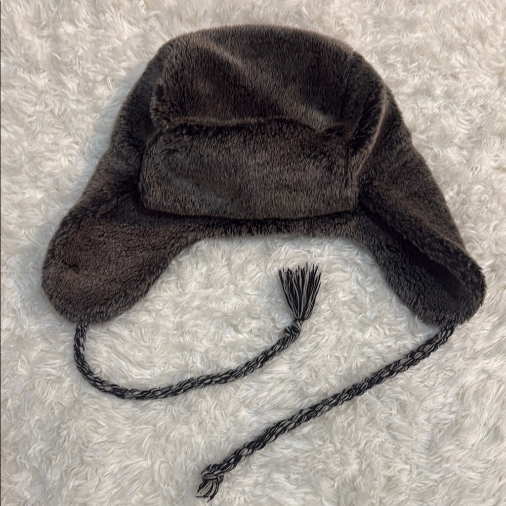 Cozy Faux Fur Trapper Hat - Dark Gray